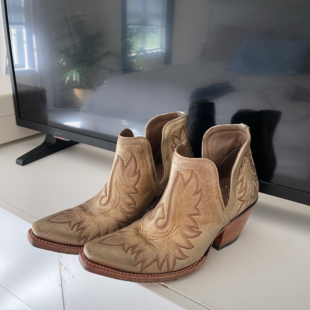 Gold cowboy booties